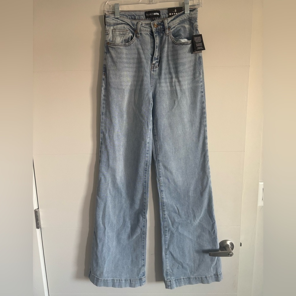 Fashion Nova Blue Flare Wide Leg Jeans